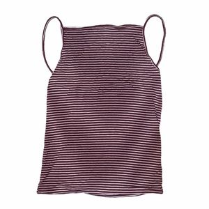 American Eagle Soft and Lightweight Maroon White Stripe Halter Tank Top sz XS